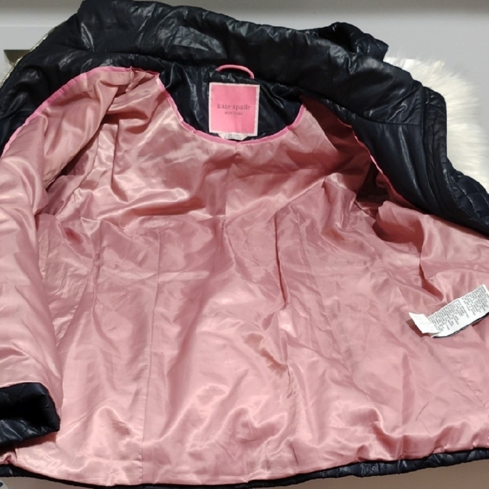 (X1) SALE! Kate Spade New York Navy Quilted Puffer Jacket Sz.L Worn 1X - Picture 7 of 8